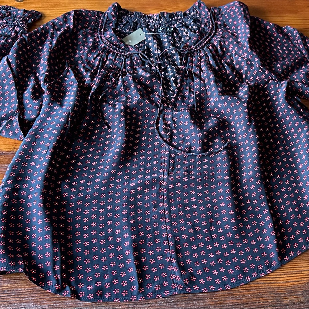 Women’s J. Crew Black & Red Floral Flouncy Blouse
